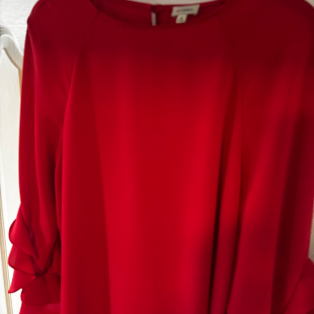Red Tiered Ruffle-Sleeve Blouse - Picture 5 of 5